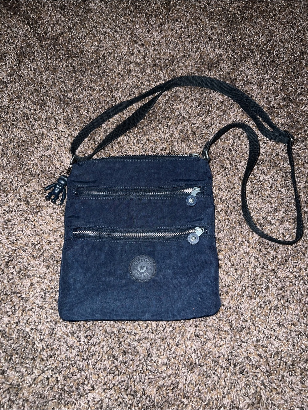 Kipling Black Lightweight Crossbody Bag with Front Zips